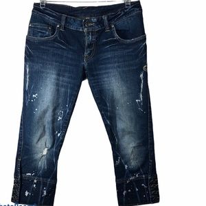 🌀 EV Genes Distressed Denim Capri 29 Size 27